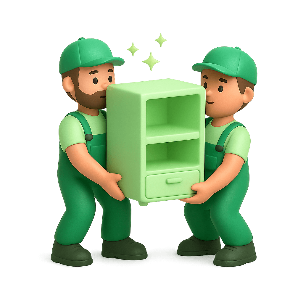 Two workers lifting furniture